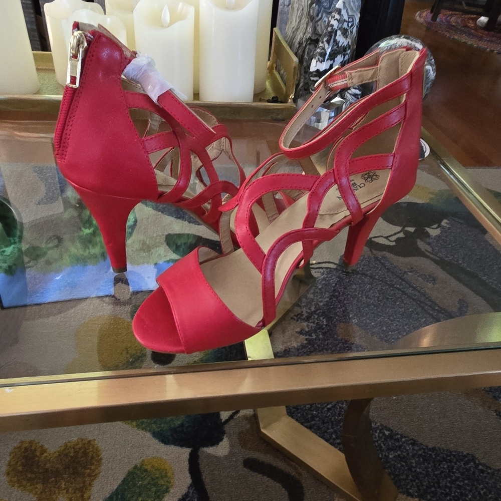 Elegant Red Strappy Heels